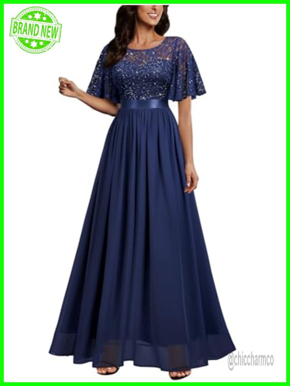Women's Sequin Lace Maxi Dress
